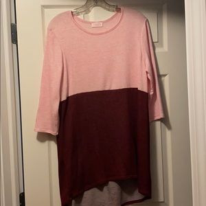 Pink and burgundy knit top